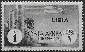 1941 Libia Lire 1 grigio nero airmail MNH Sassone n. 52