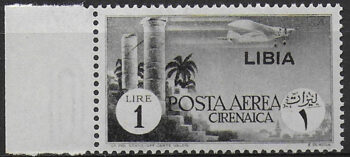1941 Libia Lire 1 grigio nero airmail bc MNH Sassone n. 52