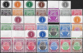 1949-55 Johore Sultan Sir Ibrahim 21v. MNH SG n. 133/47