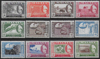 1957-63 Trengganu Sultan Ismail Nasiruddin 12v. MNH SG n. 89/99