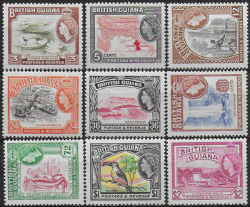 1963-65 British Guiana 9v. MNH SG n. 354/65