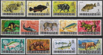 1973 Belize wildlife 13v. MNH SG. n. 347/59