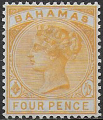 1884 Bahamas Vittoria 4d. deep yellow MNH SG n. 53