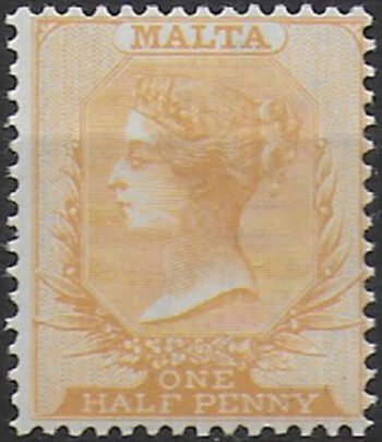 1884 Malta Vittoria ½d red-orange MNH SG n. 19