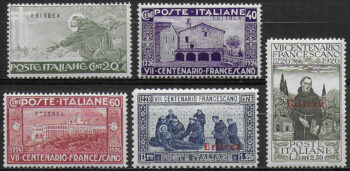 1926 Eritrea San Francesco 5v. bc MNH Sassone n. 102/106