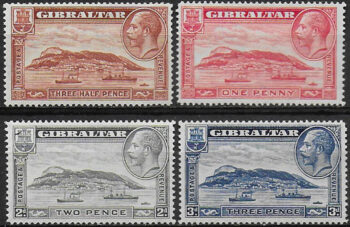 1931-33 Gibraltar The Rock 4v. MNH SG n. 110/13