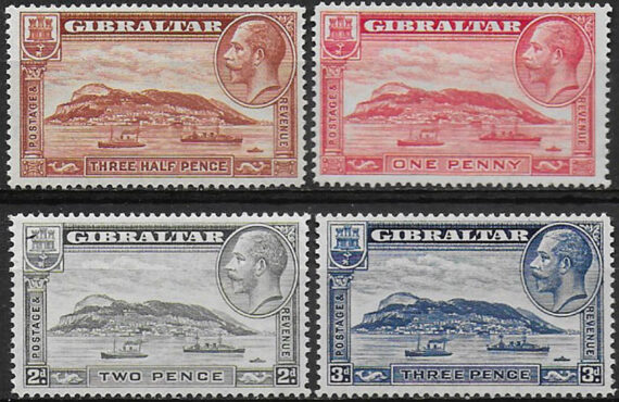 1931-33 Gibraltar The Rock 4v. MNH SG n. 110/13