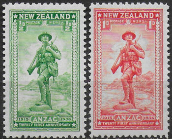 1936 New Zealand Charity ANZAC 2v. MNH SG n. 591/92