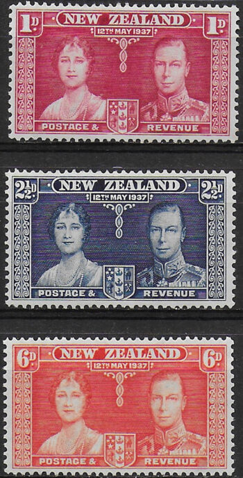 1937 New Zealand Coronation 3v. MNH SG. n. 598/601