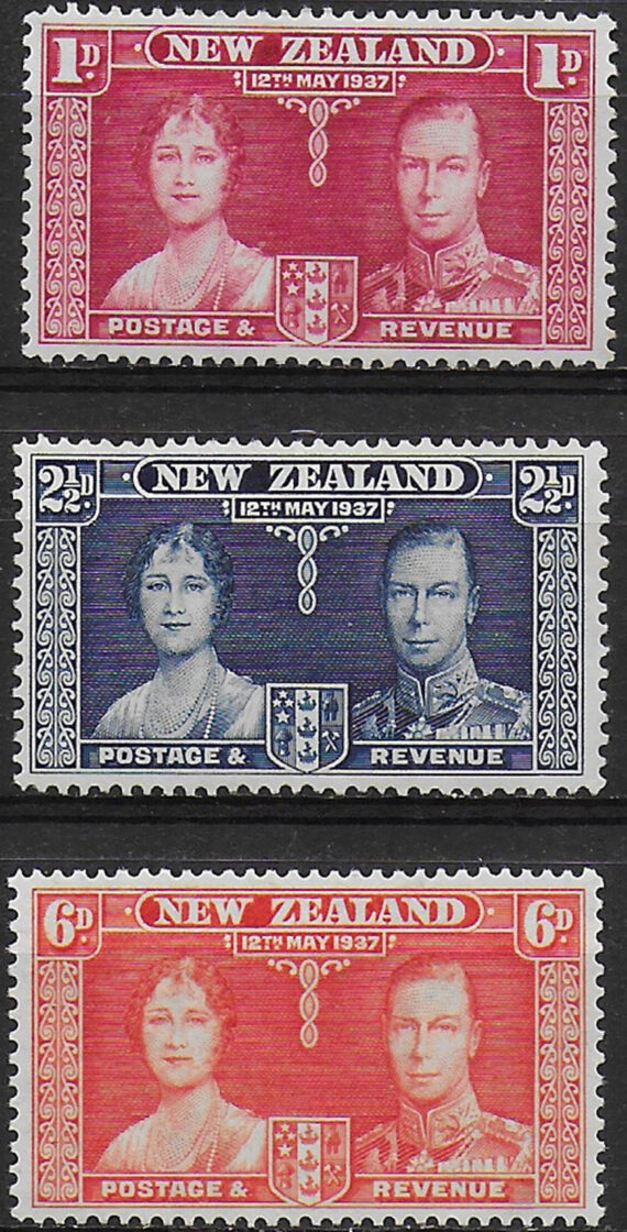 1937 New Zealand Coronation 3v. MNH SG. n. 598/601