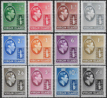 1938-47 British Virgin Islands Giorgio VI 12v. MH SG n. 110/21