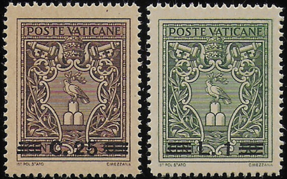 1945-46 Vaticano Medaglioncini II 2v. bc MNH Sassone n. 103A/104A