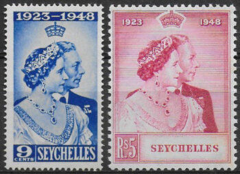 1948 Seychelles Royal Silver Wedding MNH SG n. 152/53
