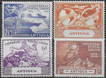 1949 Antigua UPU 75th Anniversary 4v. MNH SG n. 114/17