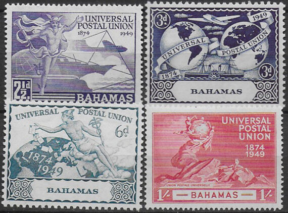 1949 Bahamas UPU 75th Anniversary 4v. MNH SG n. 196/99