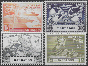 1949 Barbados UPU 75th Anniversary 4v. MNH SG n. 267/70