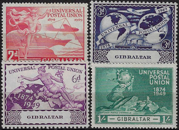 1949 Gibraltar UPU 75th anniversary 4v. MNH SG n. 136/39