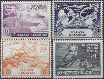 1949 Kelantan UPU 75th Anniversary 4v. MNH SG. n. 57/60