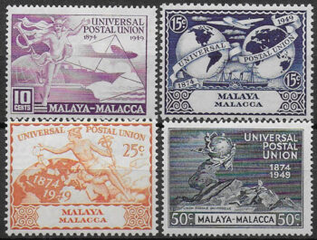 1949 Malacca UPU 75th Anniversary 4v. MNH SG. n. 18/21
