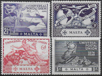 1949 Malta UPU 75th Anniversary 4v. MNH SG n. 251/54