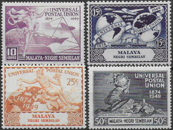 1949 Negri Sembilan UPU 75th Anniversary 4v. MNH SG. n. 63/66