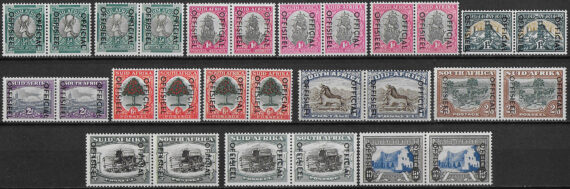 1950-54 South Africa OFFICIAL 14 pairs MNH SG n. O39/O51+O46a