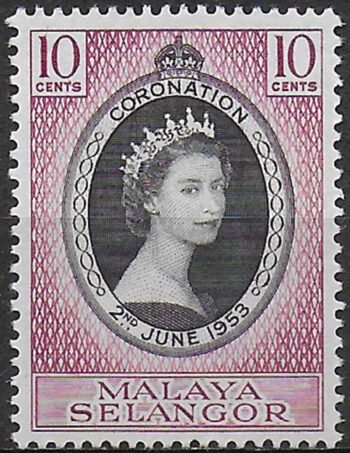 1953 Selangor Malaysia Coronation 1v. MNH SG n. 115