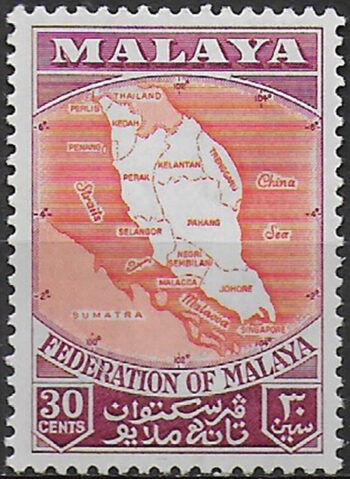 1961 Malayan Federation 30c. perforated 13 MNH SG n. 4a