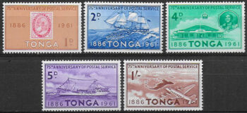 1961 Tonga Tongan Postal Service 5v. MNH SG n. 115/19