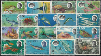1968 British Indian Ocean Territory marine life 18v. MNH SG n. 16/30