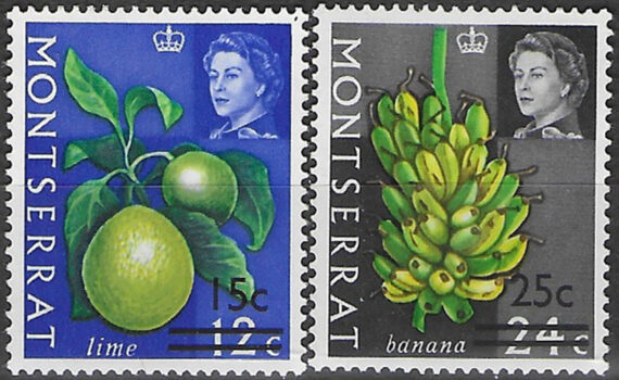 1968 Montserrat 2v. surcharged MNH SG n. 194a/195a