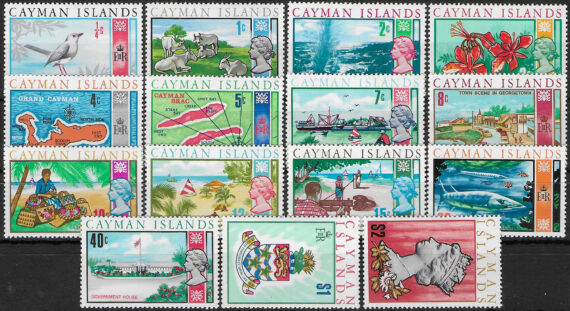 1970 Cayman Islands landscapes decimal currency 15v. MNH SG n. 273/87