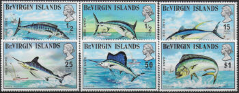1972 British Virgin Islands game fish 6v. MNH SG n. 277/282