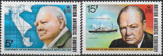 1974 British Antarctic Territory Churchill 2v. MNH SG n. 61/62