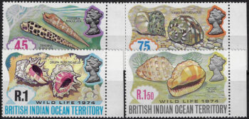 1974 British Indian Ocean Territory wildlife 4v. MNH SG n. 58/61