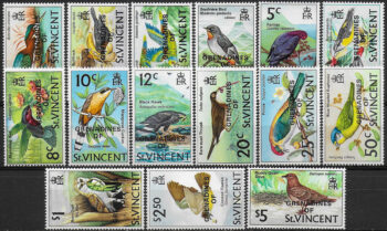 1974 Grenadines of St Vincent birds 15v. MNH SG n. 3/17