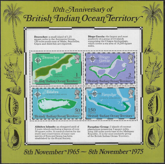 1975 BIOT 10th Anniversary 1MS MNH SG n. MS 85