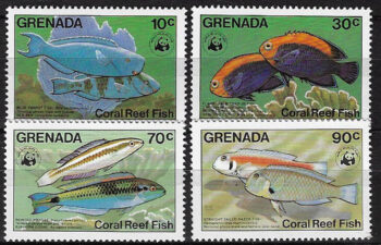 1984 Grenada W.W.F. Coral Reef Fish 4v. MNH SG n. 1334/37