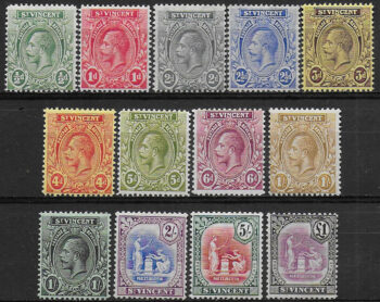 1913-17 St Vincent George V 13v. MNH SG n. 108/20