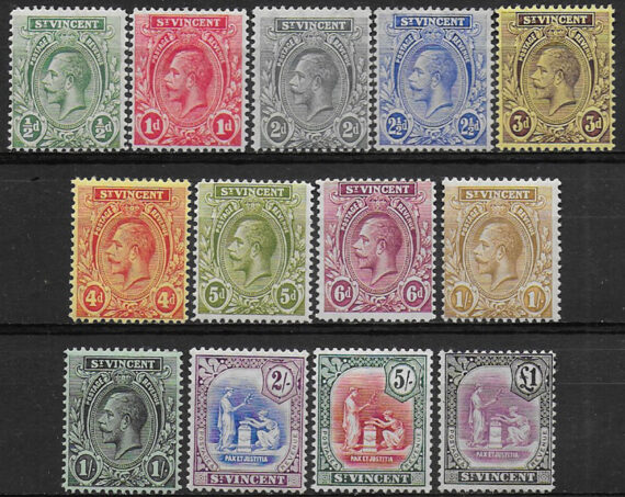 1913-17 St Vincent George V 13v. MNH SG n. 108/20