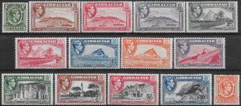 1938-51 Gibraltar Giorgio VI 14v. MNH SG n. 121/31