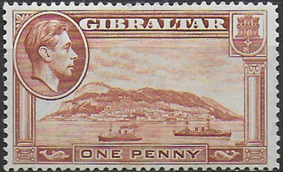 1938 Gibraltar George VI 1d. yellow brown p.14 MNH SG n. 122