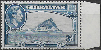 1938 Gibraltar Giorgio VI 3d. p. 13½ MNH SG n. 125