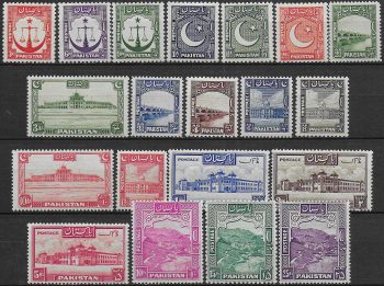 1948-57 Pakistan Landscape 20v. MNH SG n. 24/43a