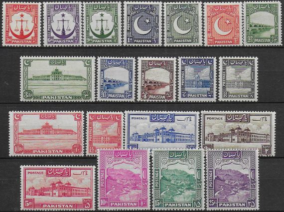 1948-57 Pakistan Landscape 20v. MNH SG n. 24/43a