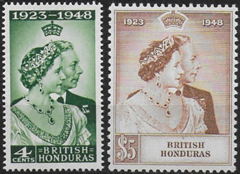 1948 British Honduras Royal Silver Wedding 2v. MNH SG n. 164/65