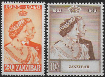 1948 Zanzibar Royal Silver Wedding 2v. MNH SG n. 333/34