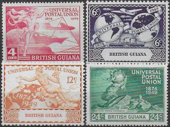 1949 British Guiana UPU 75th Anniversary 4v. MNH SG n. 324/27