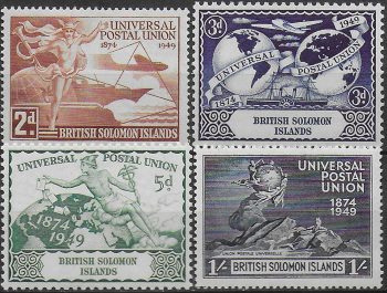 1949 British Solomon Islands UPU 75th Anniversary 4v. MNH SG n. 77/80