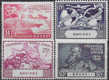 1949 Brunei UPU 75th Anniversary 4v. MNH SG n. 96/99